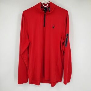 Spyder Active Performance Red Black Moisture Wicking 1/4 Zip Pullover Shirt L